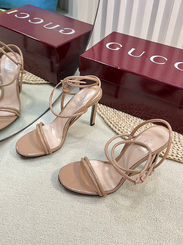 SANDALO ALTO 10 CM IN VITELLO LUCIDO BEIGE TAN