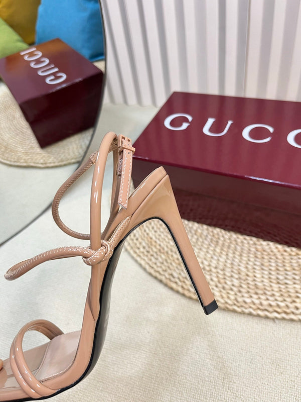 SANDALO ALTO 10 CM IN VITELLO LUCIDO BEIGE TAN