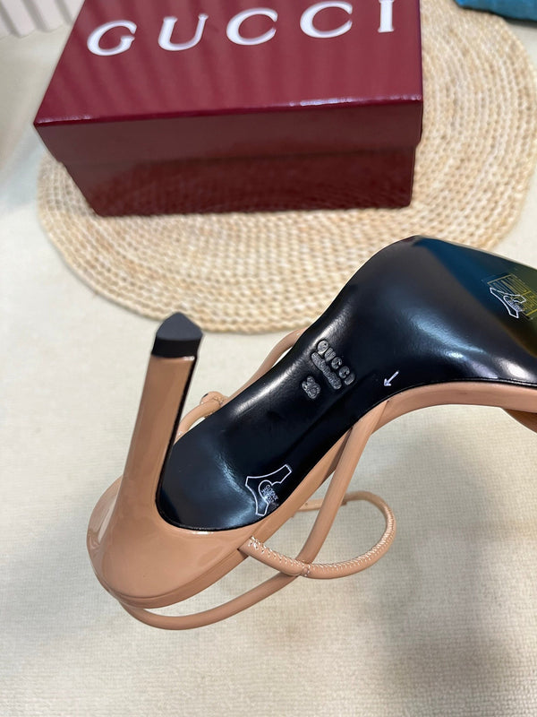 SANDALO ALTO 10 CM IN VITELLO LUCIDO BEIGE TAN