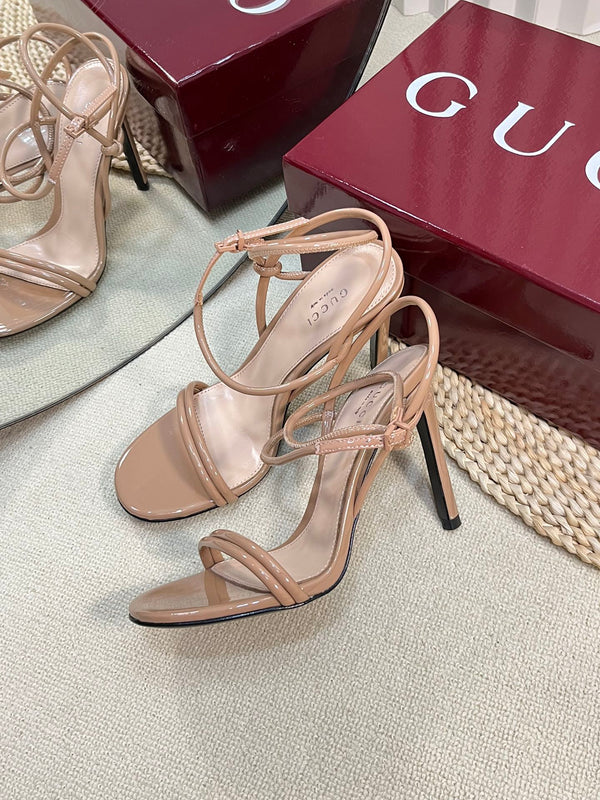 SANDALO ALTO 10 CM IN VITELLO LUCIDO BEIGE TAN