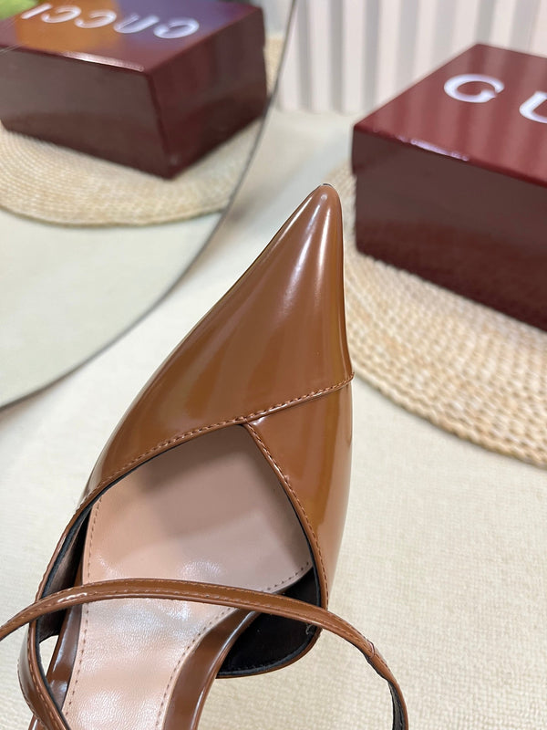 GC 100mm Slingback con tacco in pelle di pecora marrone 294606