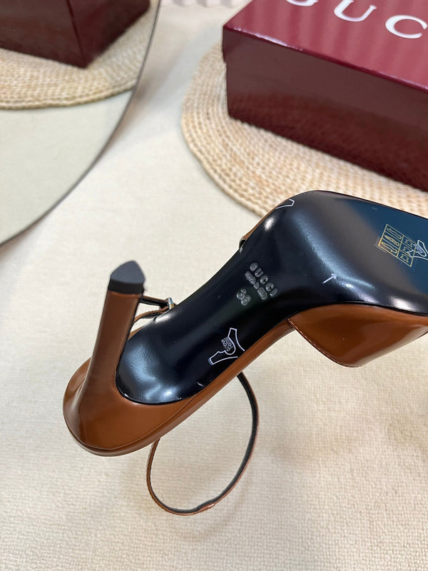 DÉCOLLETÉ ALTO SLINGBACK 10 CM IN PELLE DI VITELLO LUCIDA COLOR BRONZO