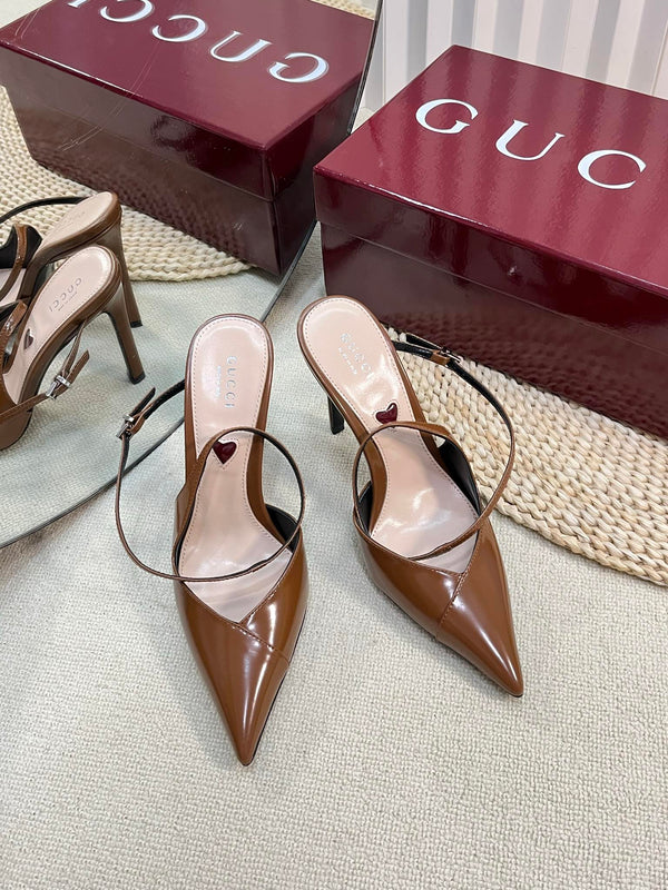 GC 100mm Slingback con tacco in pelle di pecora marrone 294606