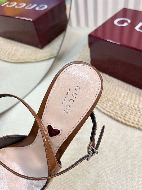 GC 100mm Slingback con tacco in pelle di pecora marrone 294606