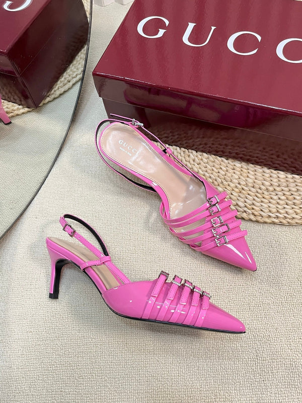 DÉCOLLETÉ SLINGBACK 6 CM IN PELLE DI VITELLO LUCIDA ROSA FUSCIA