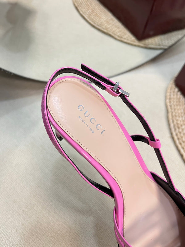 DÉCOLLETÉ SLINGBACK 6 CM IN PELLE DI VITELLO LUCIDA ROSA FUSCIA