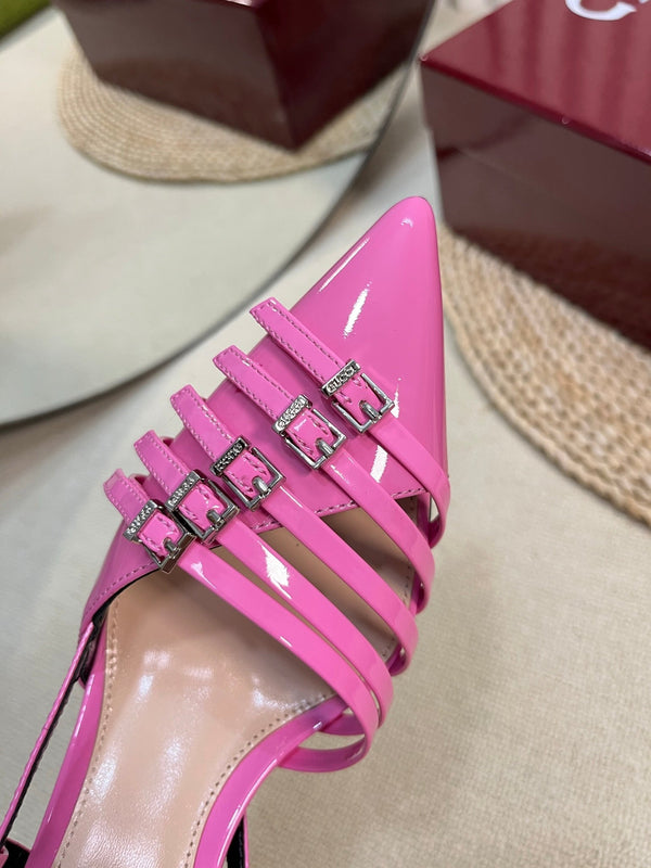 DÉCOLLETÉ SLINGBACK 6 CM IN PELLE DI VITELLO LUCIDA ROSA FUSCIA