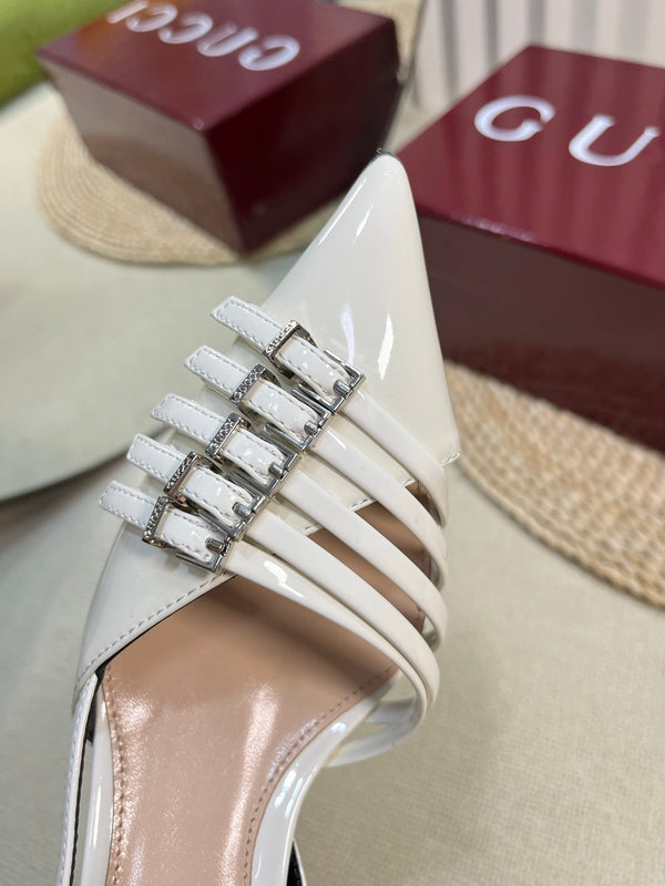 DÉCOLLETÉ SLINGBACK 6 CM IN PELLE DI VITELLO LUCIDA BIANCA