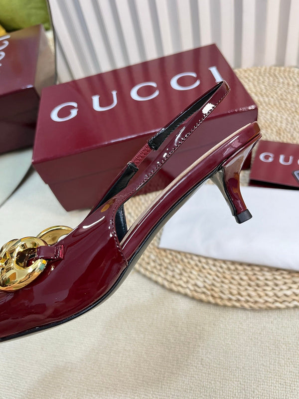 GC Slingbacks With Marina Chain 50mm Red Patent Leather 294582
