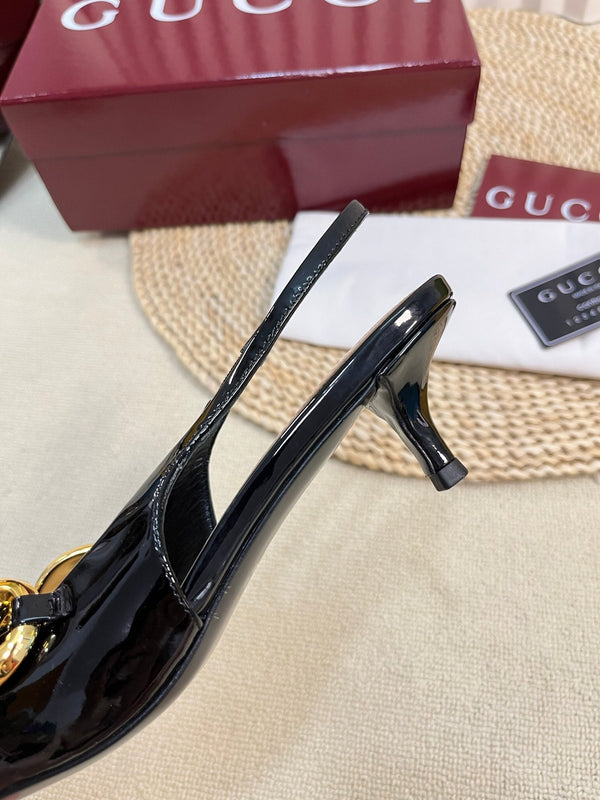 GC Slingbacks With Marina Chain 50mm Black Patent Leather 294584
