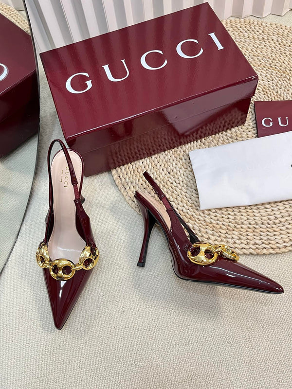GC Slingbacks With Marina Chain 100mm Red Patent Leather 294585
