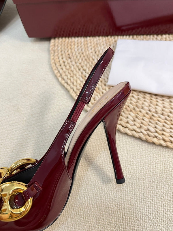 GC Slingbacks With Marina Chain 100mm Red Patent Leather 294585