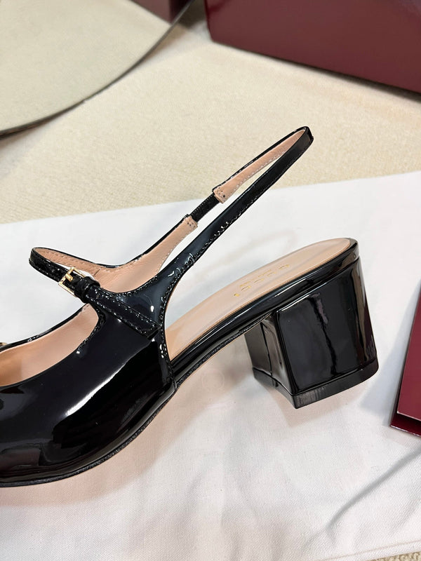 GC Horsebit Slingback 60mm Black Patent Leather 294590