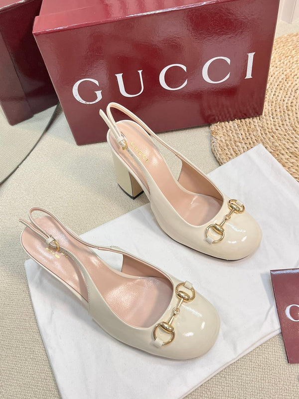 GC Horsebit Slingback 60mm Ivory Patent Leather 294592