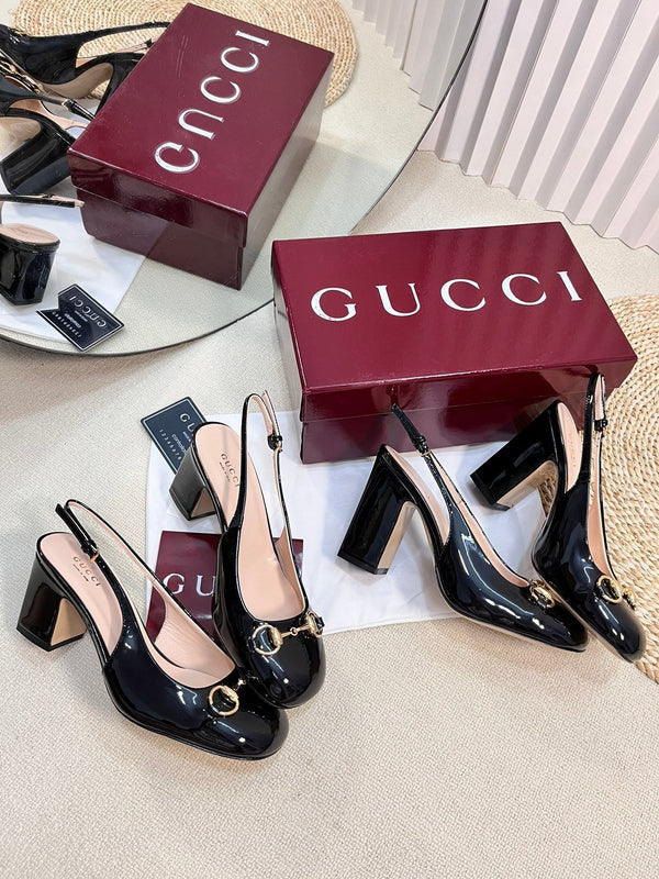 GC Horsebit Slingback 95mm Black Patent Leather 294594