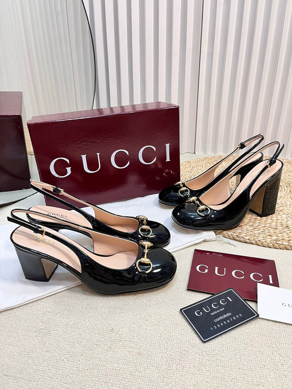 GC Horsebit Slingback 95mm Black Patent Leather 294594