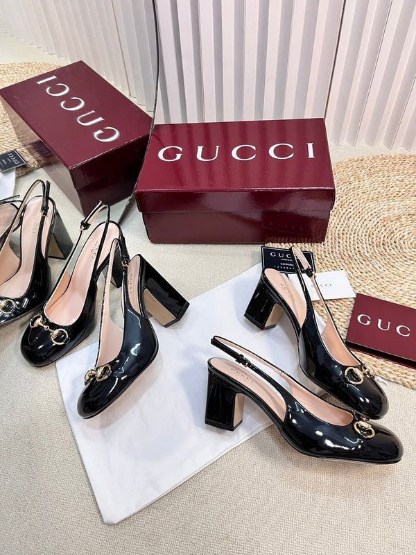 GC Horsebit Slingback 95mm Black Patent Leather 294594
