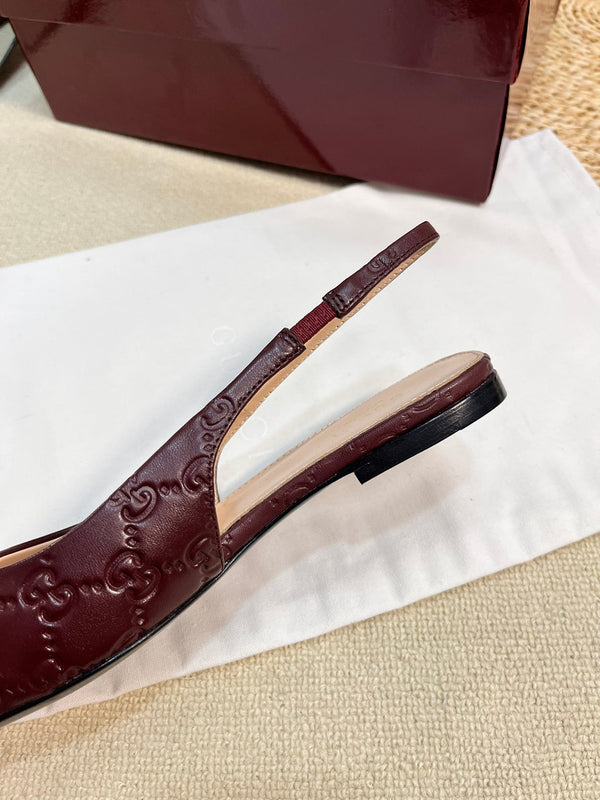 GC Horsebit Slingback Pump 10mm Rosso Ancora red Embossed Sheepskin 294571