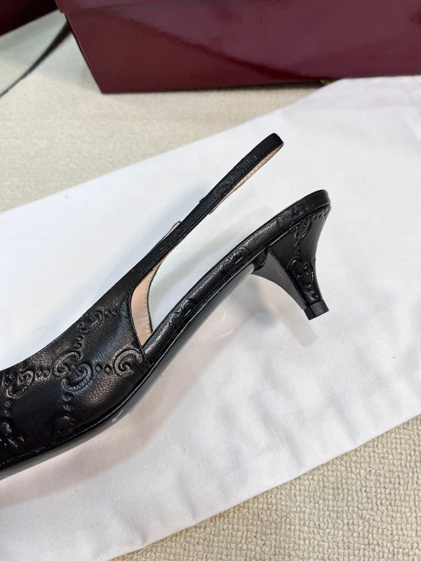 GC Horsebit Slingback Pump 50mm Black Embossed Sheepskin 294577
