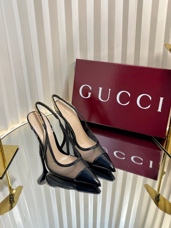 GC Signoria Slingback Pump Black Mesh Sheepskin 294519