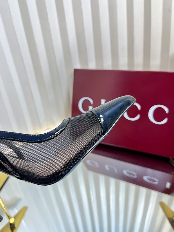 GC Signoria Slingback Pump Black Mesh Sheepskin 294519