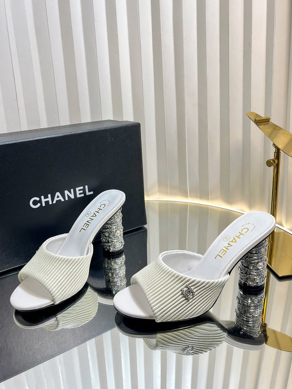 CC 26P Mule Sandals 8cm White Leather 767857