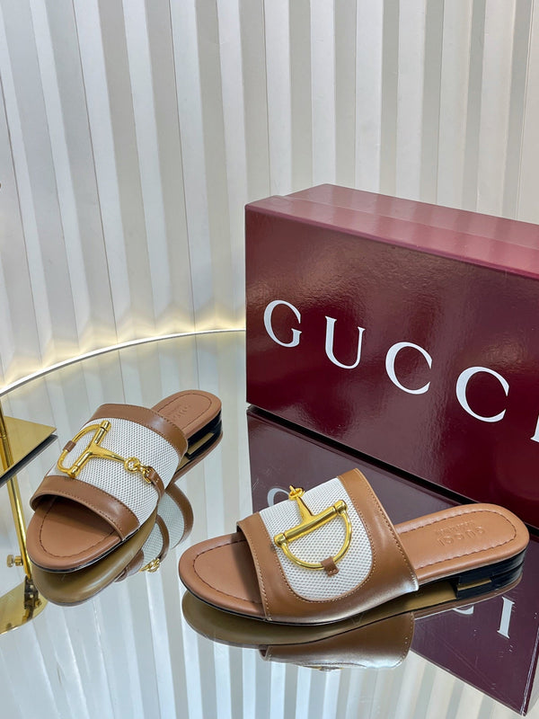 Sandali GC 25 Horsebit GG in tela di pecora marrone 294662