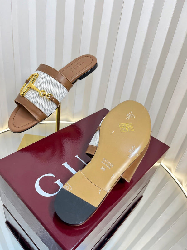 Sandali GC 25 Horsebit GG in tela di pecora marrone 294662