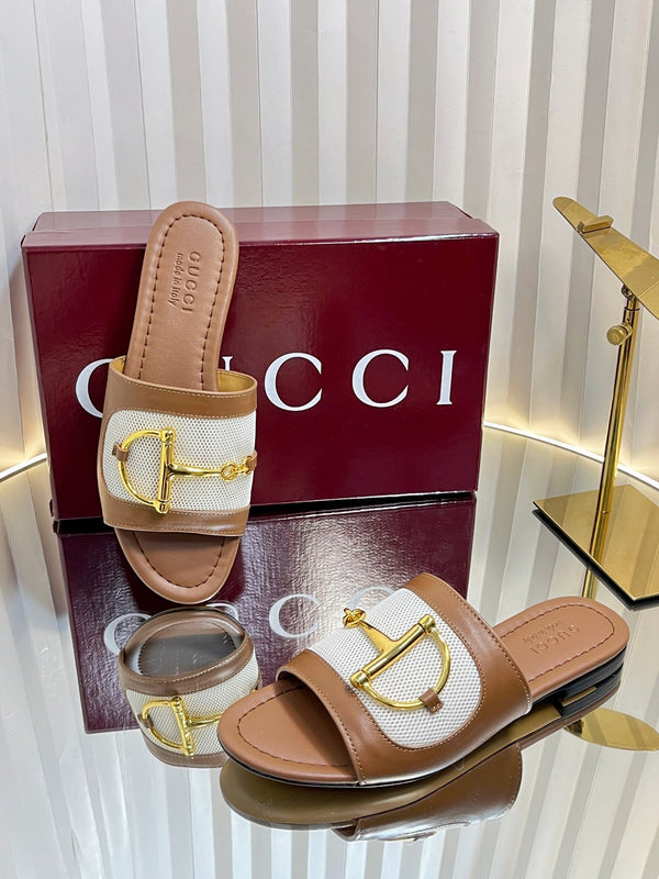 Sandali GC 25 Horsebit GG in tela di pecora marrone 294662