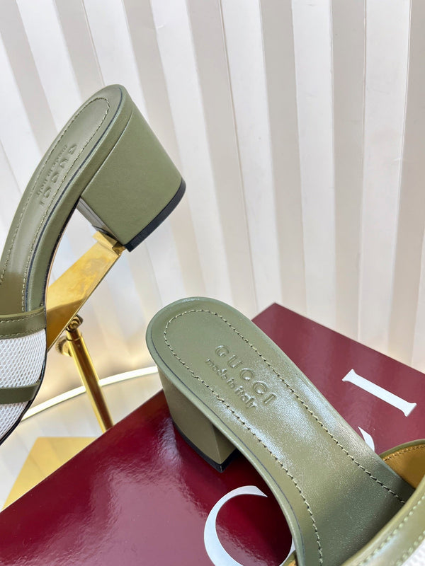 Sandali GC 25 Horsebit GG 50mm in tela di pecora verde scuro 294667