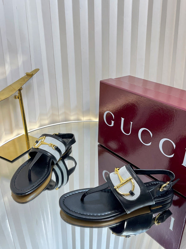 Sandalo infradito GC 25 in tela nera e pelle di pecora 294672