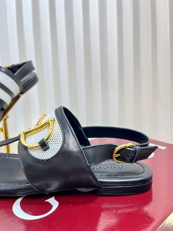 Sandalo infradito GC 25 in tela nera e pelle di pecora 294672