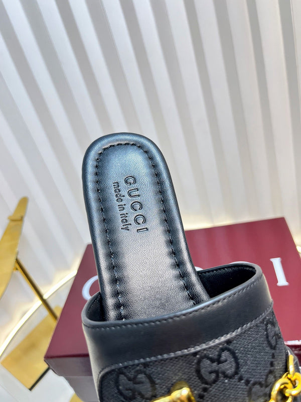 Sandali GC 25 Horsebit GG in tela nera 294676