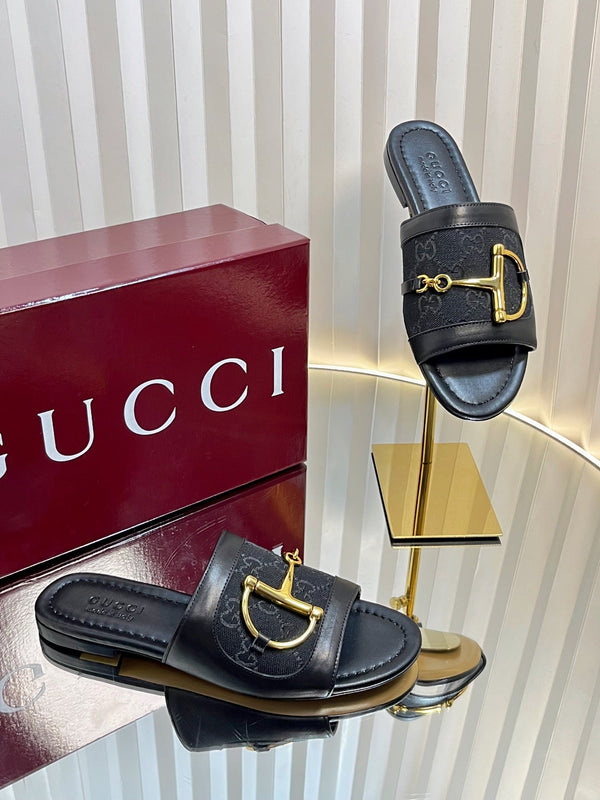 Sandali GC 25 Horsebit GG in tela nera 294676