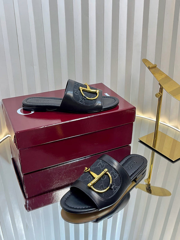 Sandali GC 25 Horsebit GG in tela nera 294676