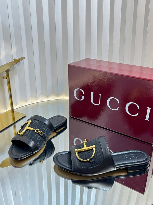 Sandali GC 25 Horsebit GG in tela nera 294676