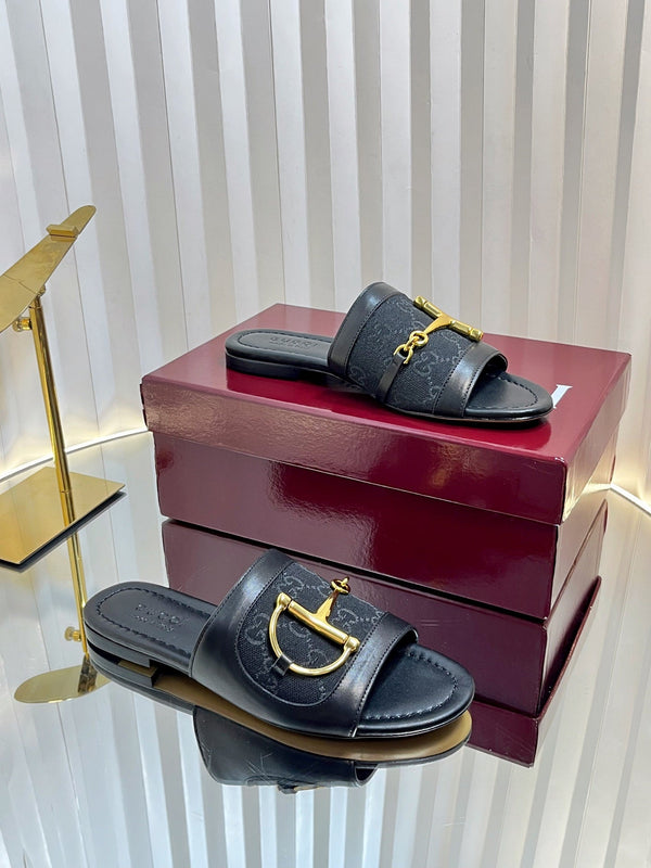 Sandali GC 25 Horsebit GG in tela nera 294676