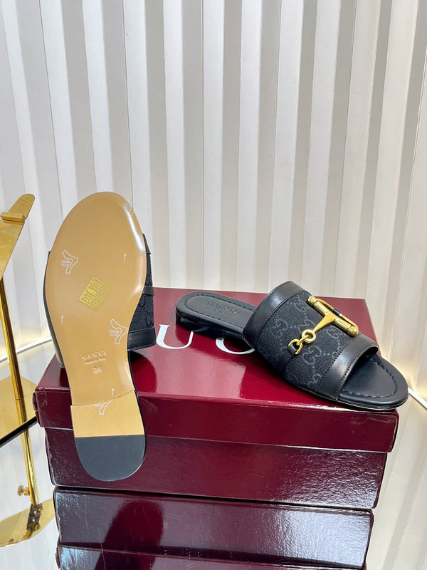 Sandali GC 25 Horsebit GG in tela nera 294676