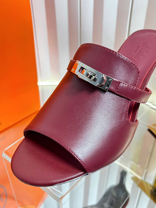 HM Sandales mignonnes en veau bordeaux 7cm 616211