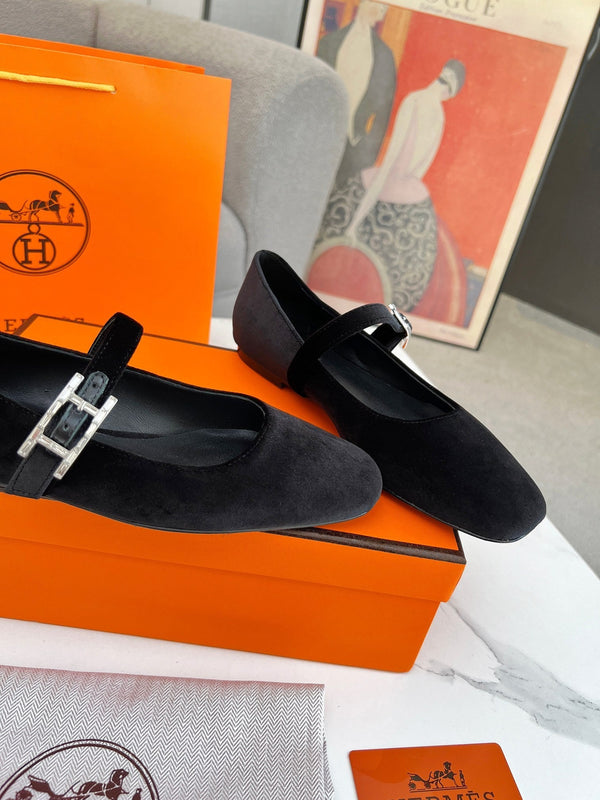 Jane Ballet Flat Black Suede 214064