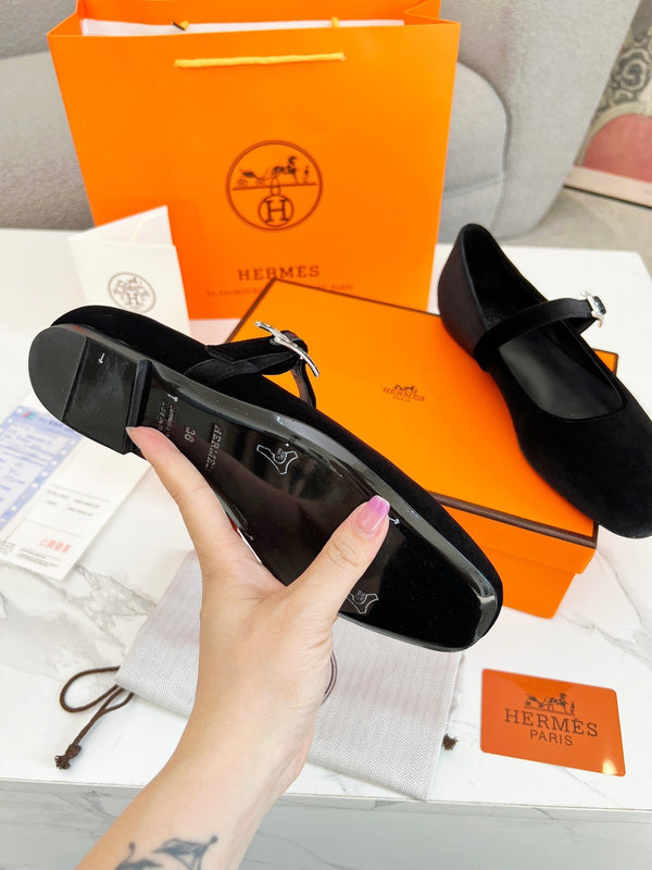 Jane Ballet Flat Black Suede 214064