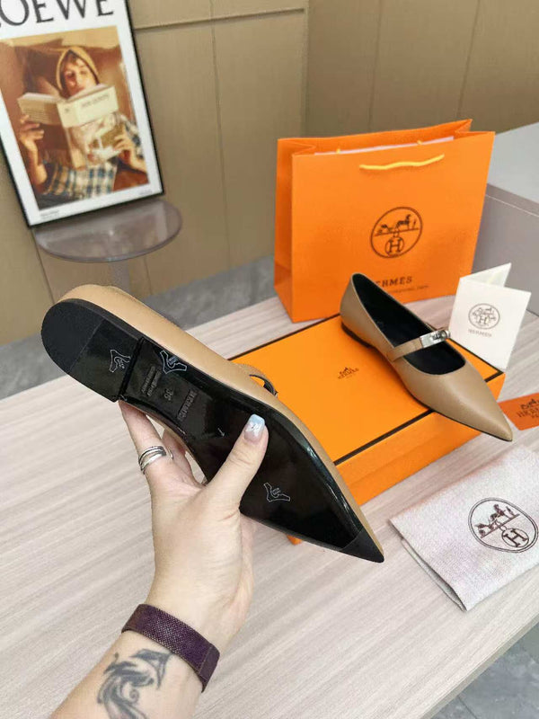 Kiara Slingback Flat Brown Calfskin 214055