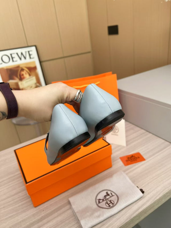 Kiara Slingback Flat Grey Calfskin 214056