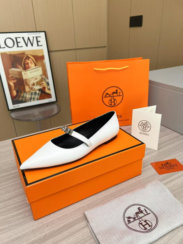 Kiara Slingback Flat White Calfskin 214057