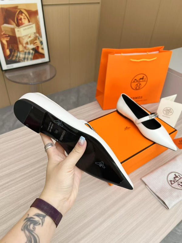 Kiara Slingback Flat White Calfskin 214057