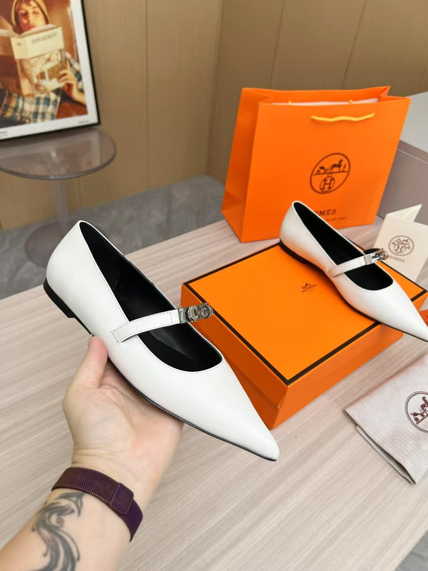 Kiara Slingback Flat White Calfskin 214057