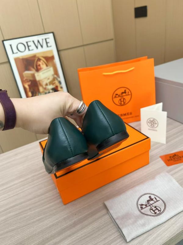 Kiara Slingback Flat Dark Green Calfskin 214058