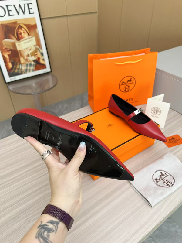 Kiara Slingback Flat Red Calfskin 214059