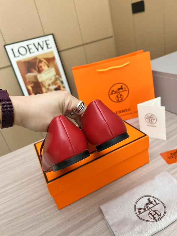 Kiara Slingback Flat Red Calfskin 214059