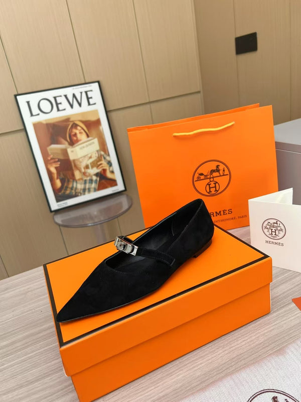 Kiara Slingback Flat Black Suede 214060